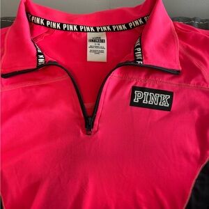 PINK Victoria's Secret Neon Pink Quarter-Zip Sweatshirt